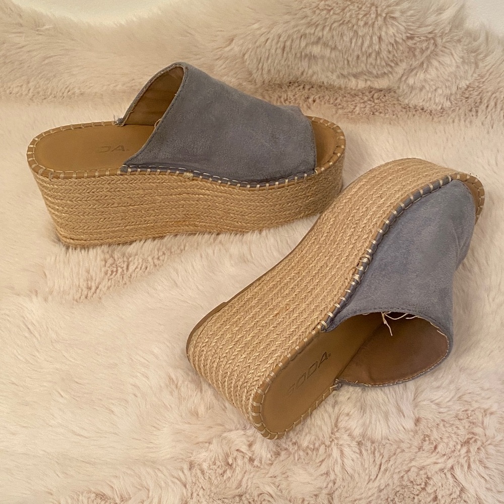 Soda Blue Platform Espadrille Sandals 7